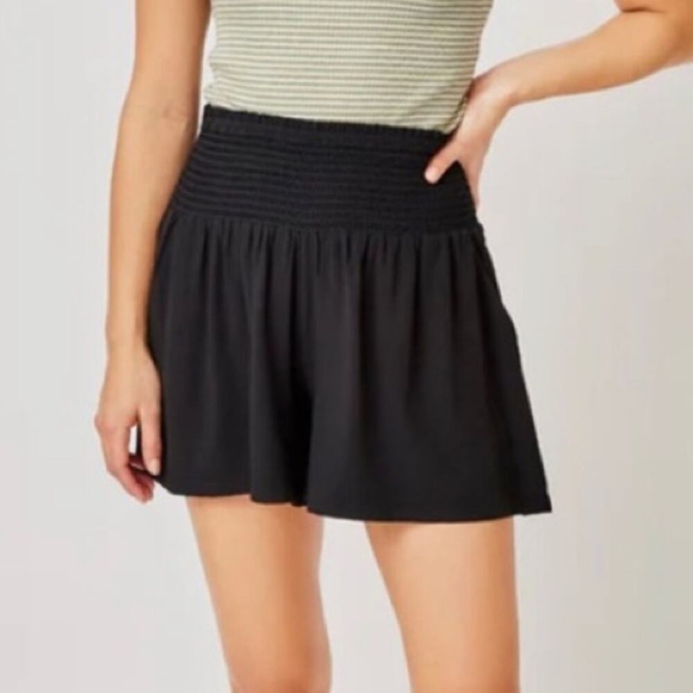 NWT Carve Designs Leah Shorts Solid Black Smocked Pull On EXTRA SMALL XS